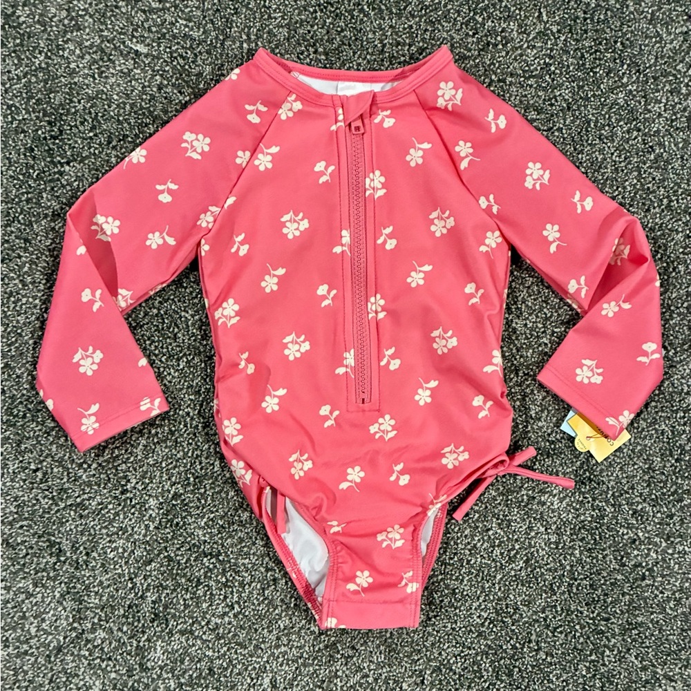 Cat & Jack Pink Floral Girls Rashguard